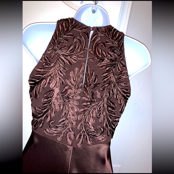 Vintage 90’s Carmen Marc Valvo Chocolate Brown Formal Dress - Picture 7 of 9